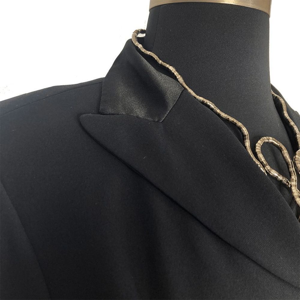 Donna Ricco 16W Black Trench Coat 1990s Vintage Princess Seam Evening Jacket - Picture 7 of 7